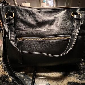 T-Shirt & Jeans Black Shoulder Bag with Gold Accents